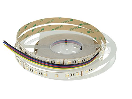 Bobina de tira LED RGB + CCT de 5 colores canales, 23 W/M, RGB+W+WW, 5 metros