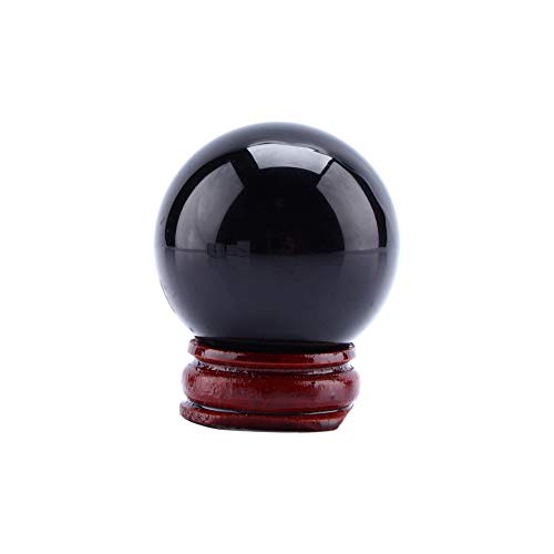 Bola de cristal de obsidiana negra con base, bola de cristal natural de 40 mm para decoración del hogar