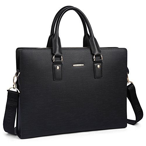 BOSTANTEN Hombre Cuero Bolsos Maletín Portadocumentos Piel Bolso Ordenador Portadocumentos Negro BOSTANTEN Hombre Cuero Bolsos Maletín Portadocumentos Piel Bolso Ordenador Portadocumentos Negro