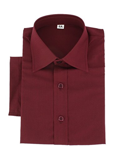 Boutique-Magique - Camisa infantil de manga corta: rosa, rojo, negro, gris y morado, para ceremonia, boda, bautizo granate 18 Meses