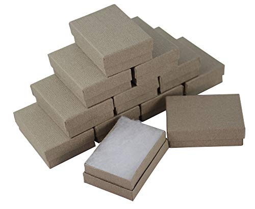 boxdisplays - Caja rectangular de cartón para joyas, 24 unidades, color marrón claro, 67 x 40 x 25 mm