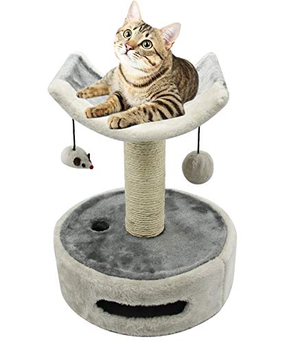 BPS Árbol Rascador Gato Juguete para Gatos con Bola Juguete Ratón y Parte Arco Superior Incluido Base de Juego Materiales Rugoso Tamaño 30 * 30 * 36 cm BPS-10724