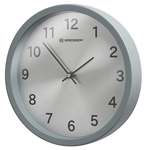 Bresser MyTime Silver Reloj de Pared, Metal, Gris Mate, 0 cm
