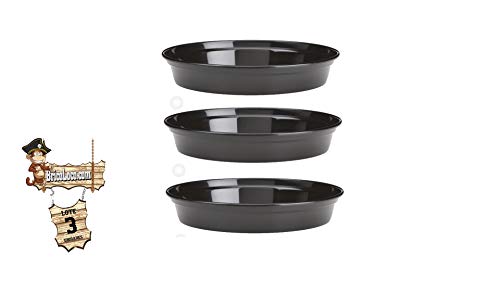 Bricoloco.com Lote 3 Platos Maceta Biodegradables 19 cm. | Platos Negros para Cilindro de 8" Stewart Bio Black | Tamaño 19 centímetros - 8“. Profundidad 3.5 CTM