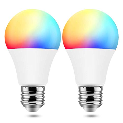 BrizLabs Bombilla Inteligente LED, E27 9W Bombilla WIFI Inteligente, Regulable 60W RGBW Equivalente 7,5W Compatible con Alexa, 16 Millones de Colores, Pack de 2 [Clase de Eficiencia Energética A]