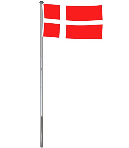 BRUBAKER Mástil Aluminio Exterior 6 m Incluye Bandera de Dinamarca 150 x 90 cm y Soporte de Tierra