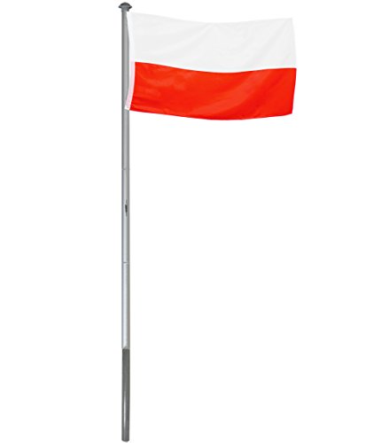 BRUBAKER Mástil Aluminio Exterior 6 m Incluye Bandera de Polonia 150 x 90 cm y Soporte de Tierra