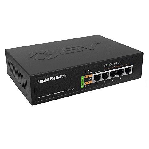 BV-Tech Switch Gigabit PoE + conmutador de 4 Puertos + 1 Gigabit Ethernet Uplink - 65 W - 802.3 at - POE-SW501G BV-Tech Switch Gigabit PoE + conmutador de 4 Puertos + 1 Gigabit Ethernet Uplink - 65 W - 802.3 at - POE-SW501G