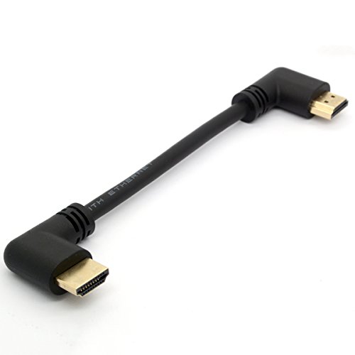 Cable alargador HDMI 2.0 de 90 grados; conector HDMI macho en ángulo recto a HDMI macho, ángulo izquierdo, compatible con 4 K x 2 K, vídeo 3D, Ethernet, canal de retorno de audio