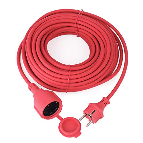 Cable alargador Schuko de goma para exteriores, IP44 H05RR-F 3G, 1,5 mm (15 m, rojo)