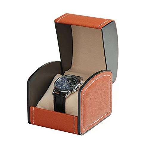 Caja Relojes-Caja Reloj 1 Ranura Para Reloj Caja De Almacenamiento De Reloj Portátil PU Masculino Y Femenino, Caja De Presentación De Reloj Mecánico, Marrón Clásico ( Color : Brown , Size : 8x9x10cm )