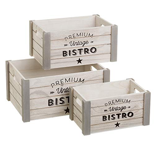 Cajas juguetero de Madera Natural Grises Vintage para decoración Factory - LOLAhome Cajas juguetero de Madera Natural Grises Vintage para decoración Factory - LOLAhome