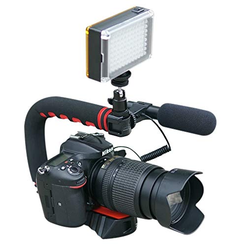 Cámara de vídeo estabilizador mango de agarre de vídeo cámara de vídeo luz triple soporte de zapato para GoPro para DSLR Sony Nikon Canon para iPhone (juego de 2)