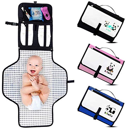 Cambiador portátil plegable con diseño de panda Bolso cambiador de viaje colchón cambiador pañal bolso cambiador de bebé accesorios set de regalo para recién nacidos, kit de regalo para niño o niña