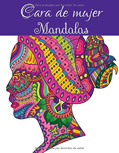 Cara de mujer Mandalas: Libro para colorear para adultos y adolescentes | Mandala | Antiestrés, relajación | Gran formato, 21,6x28 cm.