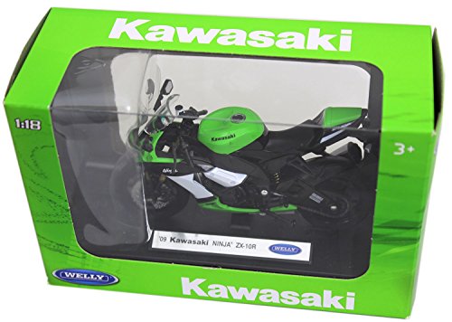 Carousel Toys Welly Diecast - Modelo de moto a escala 1:18 con licencia oficial ~ Kawasaki Ninja ZX-10R