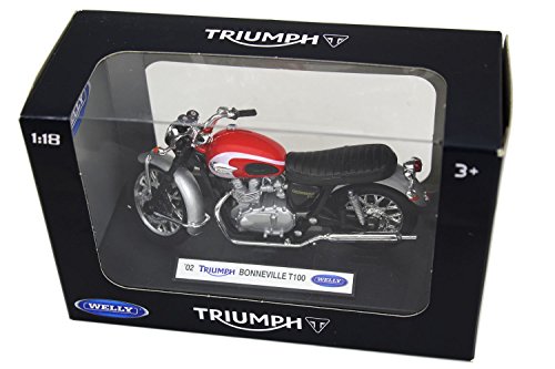 Carousel Toys Welly Diecast - Modelo de moto a escala 1:18 con licencia oficial ~ Triumph Bonneville T100