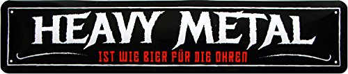 Cartel de chapa con texto en alemán "Heavy Metal ist wie Bier für die ohren", 46 x 10 cm, STR17