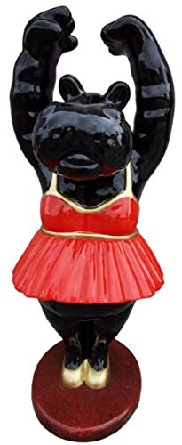 Casa Padrino Escultura Decorativa de Lujo hipopótamo Bailarina Negro/Rojo/Oro/Rojo Burdeos 43 x 43 x H. 98 cm - Figura Decorativa Resistente a la Intemperie - Decoración salón - Decoración jardín
