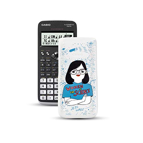 Casio FX-570SPXII Iberia - Calculadora científica con ilustración de Jess Wade en la tapa, (576 funciones, 12 dígitos), color negro y blanco