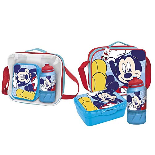 Cerdá - Portameriendas Termico con Botella Infantil y Tupper para Niños de Mickey Mouse - Licencia Oficial Disney Studios®