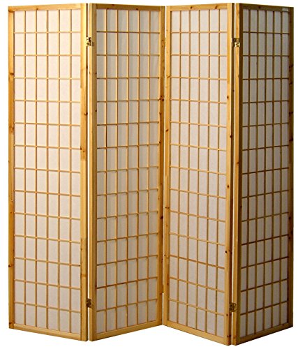 cinius Pantalla de Madera y Papel de arroz con 4 Puertas. Modelo Tatami Color Natural