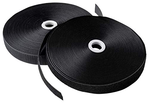 Cinta de velcro (no adhesiva) para coser – 25 metros x 50 mm – extra fuerte para decoración del hogar – Velcr – Cuerda gancho y anillo – Color negro