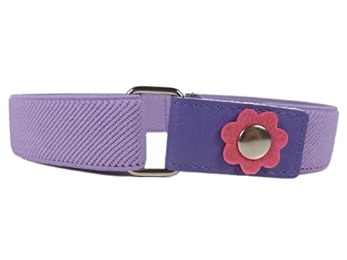 Cinturón Elástico para los Niñas 1-6 Años, Flor Clip Diseño. Lila
