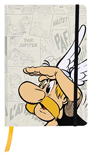 Clairefontaine 812924C Astérix Comics' - Cuaderno rígido (14,8 x 21 cm, 90 g, rayas, cierre elástico, funda, tapa de tarjeta recubierta visual aleatoria)