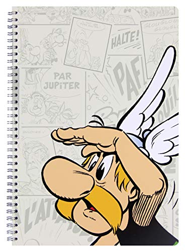 Clairefontaine 812925C – Un cuaderno de espiral «Astérix Comics'» 120 páginas, 14,8 x 21 cm, 90 g, líneas con 3 separadores y 6 bolsillos, cubierta de cartulina visual aleatoria