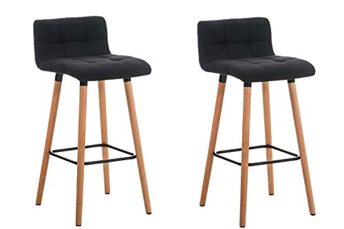 CLP Set De 2 Taburetes De Bar Lincoln En Tela I 2 Taburetes Altos Estilo Nórdico I 2 Taburetes De Cocina Con Respaldo & Reposapiés I Color: Negro, Madera Natural CLP Set De 2 Taburetes De Bar Lincoln En Tela I 2 Taburetes Altos Estilo Nórdico I 2 Taburetes De Cocina Con Respaldo & Reposapiés I Color: Negro, Madera Natural