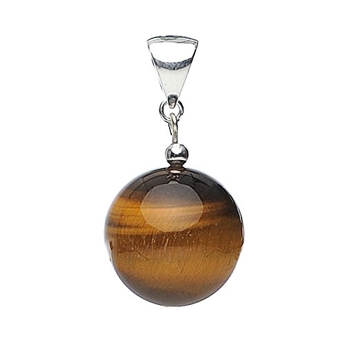 Colgante de bola de ojo de tigre auténtico, plata de ley 925, para mujer, color marrón