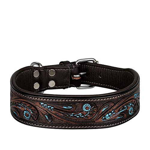 Collar para Perro MICHUR Luis, Collar para Perros, Collar para Perros, marrón con Detalles en Azul y un Hermoso Motivo de perforación, en Cuero, Disponible en Diferentes tamaños, Collar Cuero Collar para Perro MICHUR Luis, Collar para Perros, Collar para Perros, marrón con Detalles en Azul y un Hermoso Motivo de perforación, en Cuero, Disponible en Diferentes tamaños, Collar Cuero