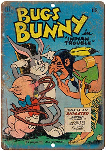 Comic Bugs Bunny Póster de Pared Metal Creativo Placa Decorativa Cartel de Chapa Placas Vintage Decoración Pared Arte para Carretera Bar Café Tienda