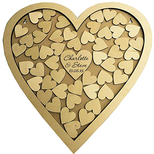 Con forma de corazón personalizable boda libro de invitados para caja de recuerdos de corazones de madera 76 drop diseño de pareja abrazándose diseño rústico 45 x 45 cm