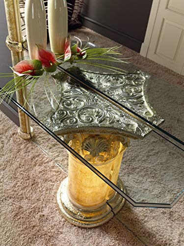 Consola | Clásica Medida |110 X 35 X 82 cm. | Acropolis | Cristal de 15 mm de Grosor | Acabado en Piedra Decorada a Mano con Detalles en Baño Metálico | Estable Consola | Clásica Medida |110 X 35 X 82 cm. | Acropolis | Cristal de 15 mm de Grosor | Acabado en Piedra Decorada a Mano con Detalles en Baño Metálico | Estable