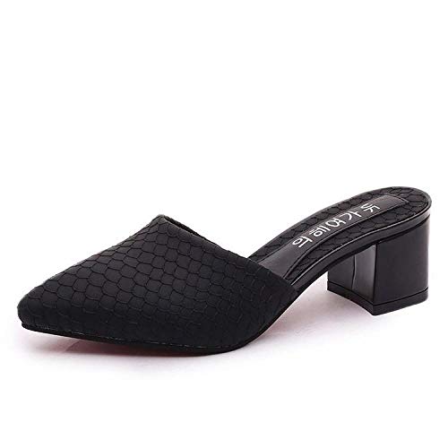 COQUI Slippers Hombre,Zapatillas Nueva versión Coreana de los Gruesos Puntiagudos con Zapatos de Mujer-Negro_38
