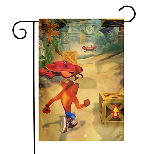 Crash-Bandicoot - Soporte para bandera de jardín, decoración para fiestas, Navidad, Halloween, bienvenida, césped, patio, 30,5 x 45,7 cm