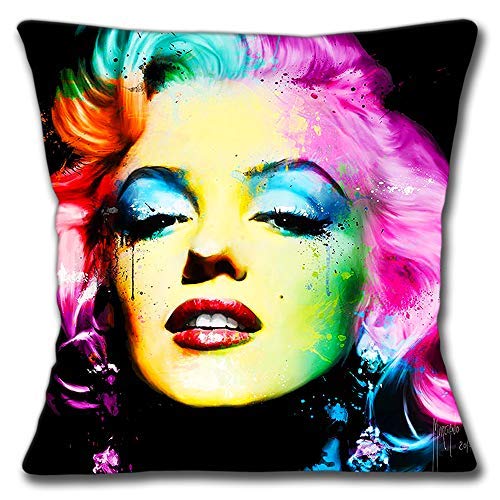 Cushions Corner Marilyn Monroe Funda de Cojín Negro Multicolor 16 Pulgadas 40 Cm