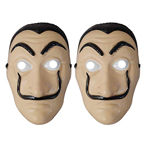 Dali Salvador Máscara 2 Piezas Dali Realistic Face Máscara de Halloween Látex Máscara de plástico La CASA De Papel