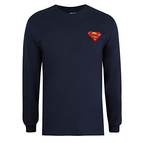 DC Comics Superman Core Long Sleeve tee Camiseta, Azul Marino, XL para Hombre