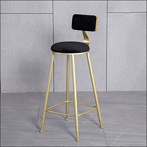 De Estilo nórdico de Terciopelo de Oro Estructura de la Silla de Maquillaje heces Contador heces sillas Altas de la Moda (Color : Black, Size : 75cm)