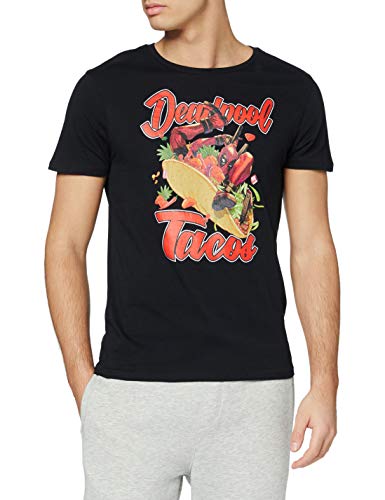 Deadpool t-Shirt Camiseta, Negro, L para Hombre