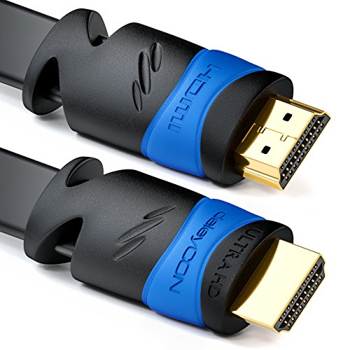 deleyCON 10m Cable Plano HDMI - Compatible con HDMI 2.0 a 1.4 - UHD 4K 3D 1080p 2160p ARC - Alta Velocidad con Ethernet - Negro deleyCON 10m Cable Plano HDMI - Compatible con HDMI 2.0 a 1.4 - UHD 4K 3D 1080p 2160p ARC - Alta Velocidad con Ethernet - Negro