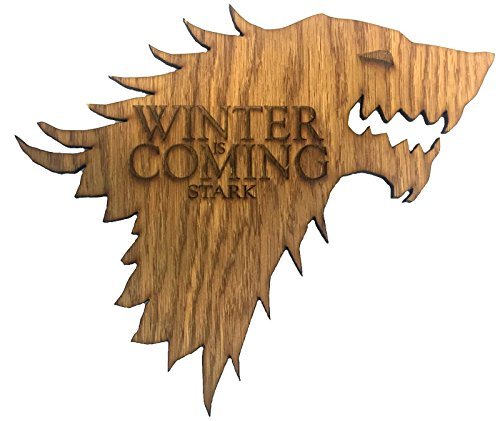 Derwent Laser Craft Juego de Tronos Casa Stark Winter is Coming Madera Direwolf Sigil (30 cm x 25 cm)