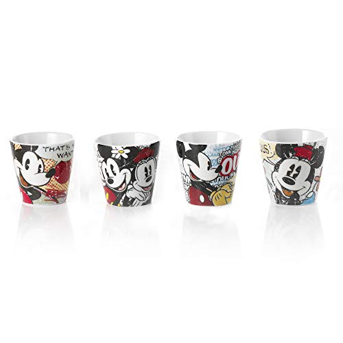 Disney - PWM83/4M - Juego 4 Vasos de café con diseño de Mickey y Minnie Mouse