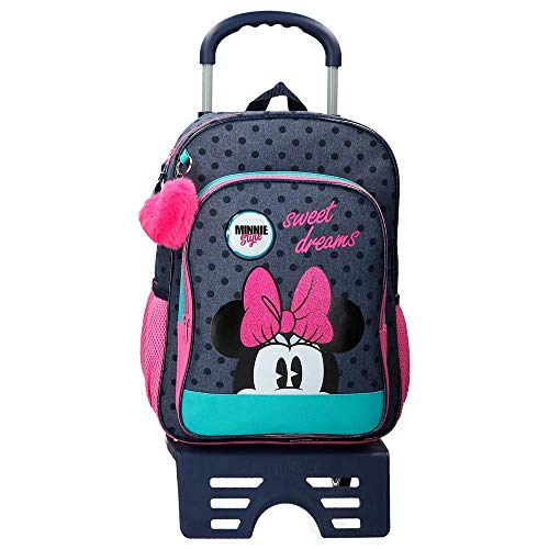 Disney Sweet Dreams Minnie Mochila Escolar con Carro, 40 cm, color Azul