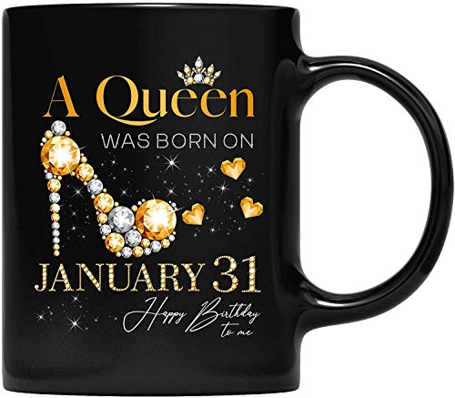 DKISEE A Queen Was Born On Enero 31 - Taza de café para padres y madres, abuelos, abuelas y amigas (315 ml)