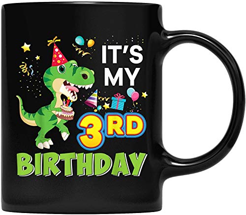 DKISEE Taza de café con diseño de dinosaurios de 3 años de edad, para padres y madres, abuelos, abuelas y amigas, 315 ml
