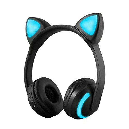Docooler inalámbrica Bluetooth Headset vibrantes gato de oído auriculares estéreo Música Auriculares Manos Libres Con Micrófono Multicolor Luz ajustable cinta para Desktop de Laptop Tablet PC